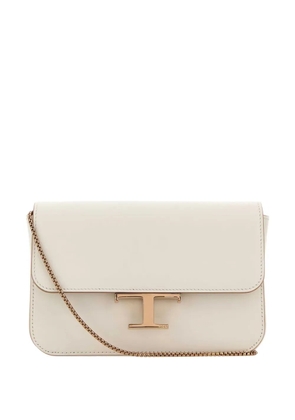 Tod's logo-plaque leather crossbody bag - White