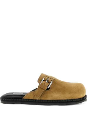 Moschino buckled-strap suede mules - Brown