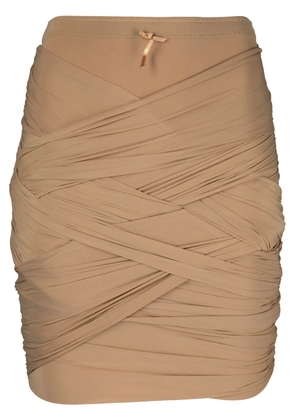 Alexander Wang RUCHED SKIRT WITH INTERWEAVING - Brown