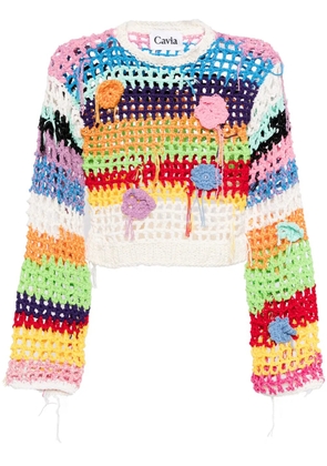 CAVIA striped crochet-knit jumper - White