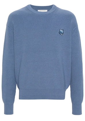 Maison Kitsuné logo-patch ribbed jumper - Blue