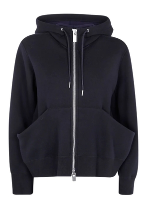 sacai Sponge zip-front kangaroo-pocket hoodie - Black