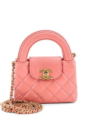 CHANEL Pre-Owned Kelly Top Handle Shopping Bag Quilted Shiny Aged Calfskin Nano crossbody bag - Pink