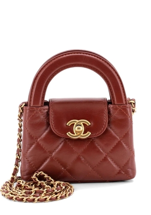 CHANEL Pre-Owned Kelly Top Handle Shopping Bag Quilted Shiny Aged Calfskin Nano crossbody bag - Brown