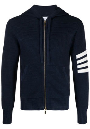 Thom Browne 4-Bar stripe waffle-knit hoodie - Blue