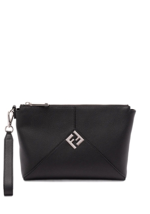 FENDI Lui logo-plaque leather clutch bag - Black