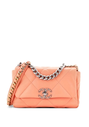 CHANEL Pre-Owned 19 Flap Bag Quilted Leather Medium crossbody bag - Orange