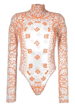RHUDE bandana-embroidered bodysuit - Grey