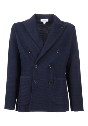 Lardini waffle-knit double-breasted blazer - Blue