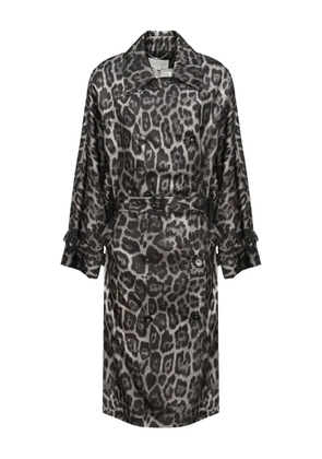 Stella McCartney leopard-print belted trench coat - Grey