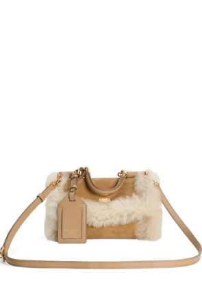 Dolce & Gabbana My Sicily shearling tote bag - Neutrals