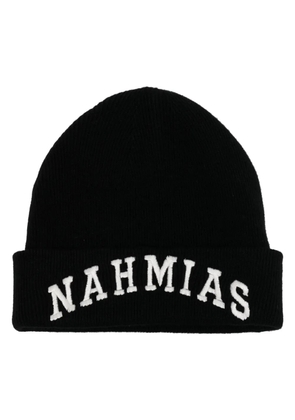 Nahmias logo-embroidered wool-cashmere blend beanie - Black