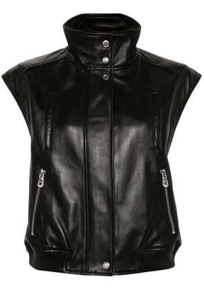 PINKO leather biker gilet - Black