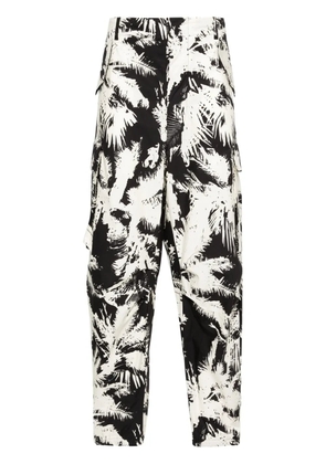 Laneus printed multi-pockets cotton trousers - Neutrals