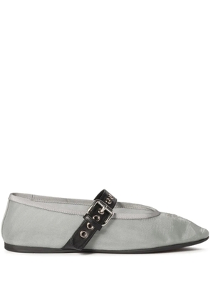Miu Miu logo-embroidered ballerinas - Grey