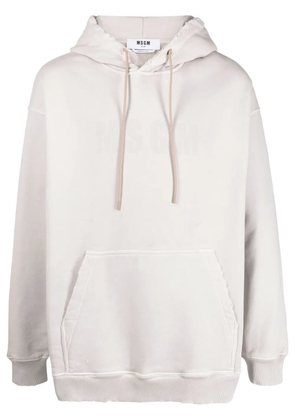MSGM tonal logo-print cotton hoodie - Grey