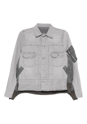 sacai twill-patch denim jacket - Grey