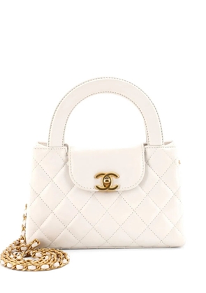 CHANEL Pre-Owned Kelly Top Handle Shopping Bag Quilted Shiny Aged Calfskin Mini satchel - White
