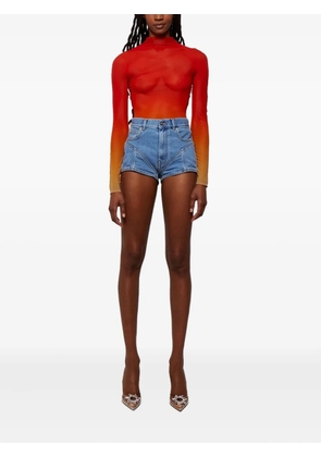 Mugler ombre-effect mesh top - Red