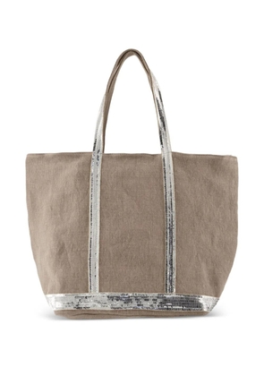 Vanessa Bruno sequin-embellished linen tote bag - Brown