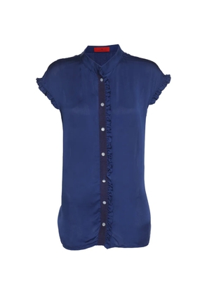 Carolina Herrera Vintage Ruffle satin top - Blue