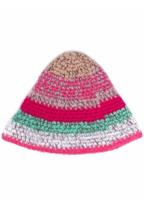 RED Valentino stripe-pattern crochet hat - Pink