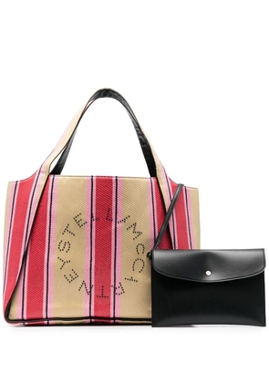Stella McCartney striped logo-print tote bag - Neutrals