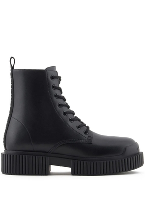 Armani Exchange leather Combat boots - Black