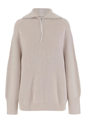 Carven zip-neck wool sweater - Neutrals