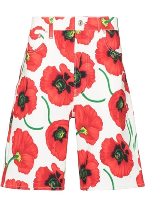 Kenzo poppy-print Bermuda shorts - White