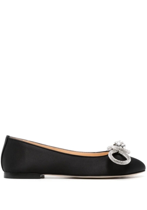 MACH & MACH Double Bow satin ballerina shoes - Black