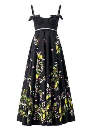 Giambattista Valli Saint-Tropez floral-print flared midi dress - Black