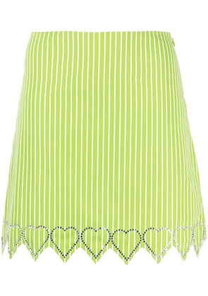 MACH & MACH crystal-embellished scalloped miniskirt - Green