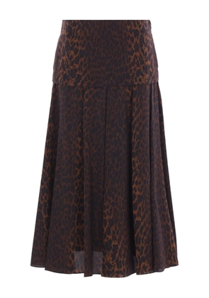 Balenciaga pleated leopard-print skirt - Brown
