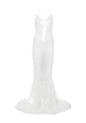 Norma Kamali Fara sequin-embellished gown - White