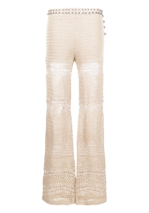 Rabanne high-waisted knitted trousers - Neutrals