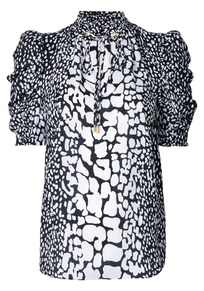 Michael Michael Kors patterned ruched sleeve blouse - White