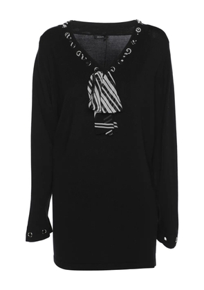 BASLER drawstring eyelet jersey top - Black