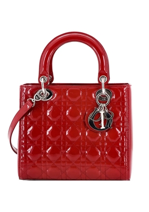 Christian Dior Pre-Owned Lady Dior Bag Cannage Quilt Patent Medium satchel - Red
