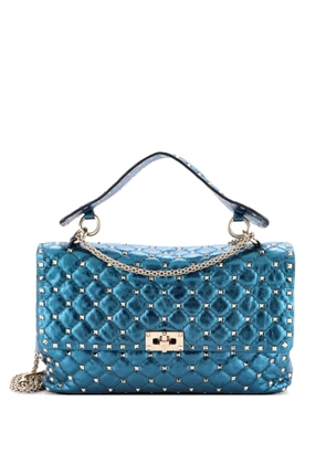 Valentino Garavani Pre-Owned Rockstud Spike Flap Bag Quilted Leather Large shoulder bag - Blue