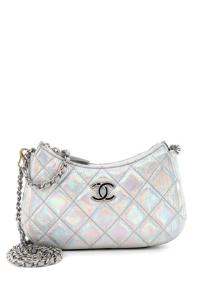 CHANEL Pre-Owned Hobo Clutch with Chain Quilted Iridescent Metallic Goatskin shoulder bag - Silver