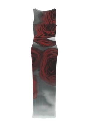 Jean Paul Gaultier rose-print midi dress - Grey