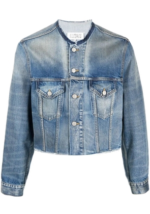 Maison Margiela collarless cropped denim jacket - Blue