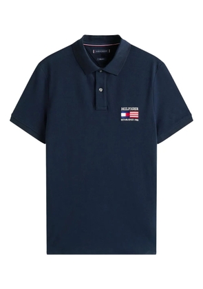 Tommy Hilfiger logo-flag cotton-blend polo shirt - Blue
