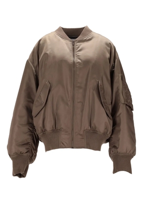 Saint Laurent ruched-detail bomber jacket - Brown