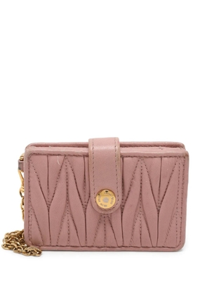 Miu Miu Pre-Owned matelasse flap calf leather card holder - Pink