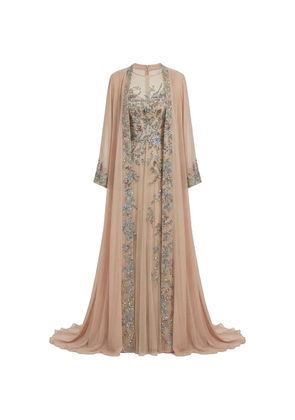 Saiid Kobeisy sequin-embellished cape gown - Neutrals