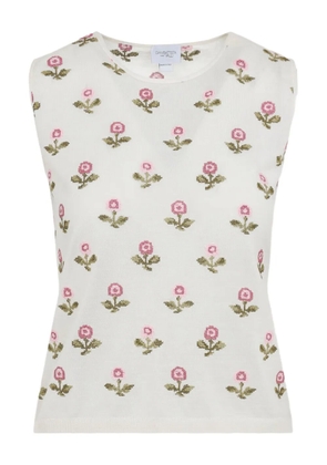 Giambattista Valli floral sleeveless top - Neutrals