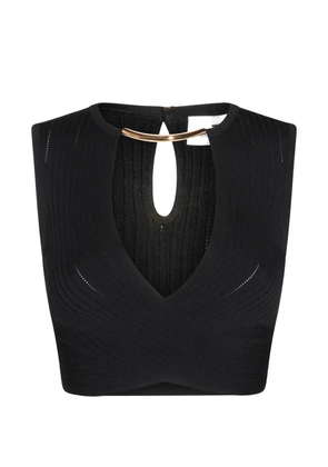 Elisabetta Franchi metal detail keyhole top - Black