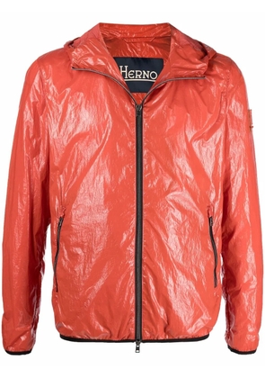 Herno high-shine logo-patch jacket - Orange